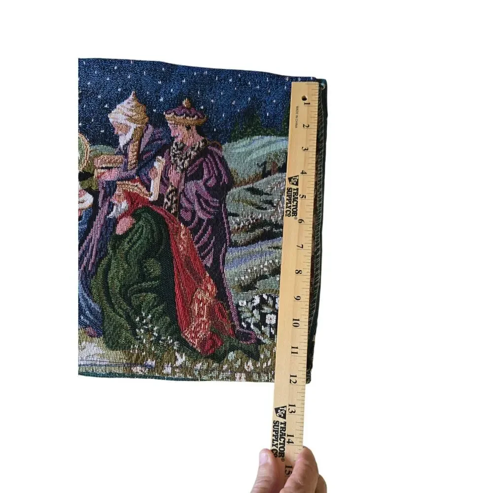 Vtg Tapestry Nativity Christmas Place Mats Set of 4 Cottage Core